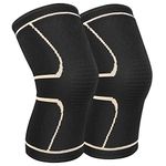 Knee Supports for Men Women - WASPO Copper Compression Knee Sleeve for Arthritis Pain Relief Meniscus Tear, Nonslip Sport Knee Brace for Running Squats Weight Lifting Football-Black Gold-X-Large