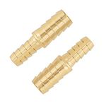 Metalwork 1/2" Barbed x 1/4" Barbed Brass Reducing Hose Fitting Reducer Splicer Mender Union Air Water Fuel Joiner (Pack of 2)