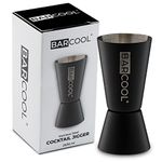 Barcool Bartenders Professional Cocktail Spirit Measure | Dual Sided Cup | Jigger 50ml / 25ml Shot | Blackened Stainless Steel (Black)