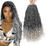 Boho Crochet Braids With Curly Ends-Crochet Box Braids Crochet Hair for black women Goddess Box Braids Boho Braids Crochet Hair Pre Looped (14(8Packs), 1B/Silver#)