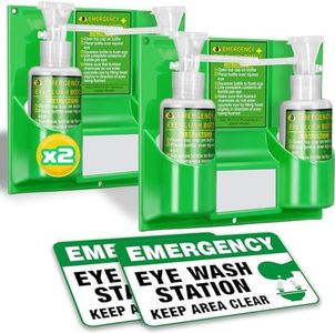Magula Portable Eye Wash Station OSHA-Approved,BPA Free, Wall-Mounted First aid Eye Wash kit with 17oz Empty Bottles & Mirror,Emergency Eyewash, No Eye Wash Solution 2Pcs