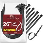 26 Inch Zip Ties (100 Pieces) Heavy Duty 200lbs, Large Cable Ties Black Zip Tie Extra Wide Plastic Ties Industrial Cable Wire Tie Wraps