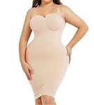 Nebility Shapewear Slip for Women Tummy Control Slips Under Dresses Strapless Full Slip Body Shaper Seamless Underskirts（Beige,M/L