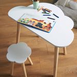 Haus Projekt Children's Cloud Desk and Stool Set (age 4-8), Kids Wooden Writing Study Desk with Stool, Children's Furniture