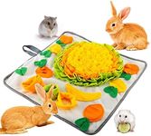 20" × 20" Rabbit Foraging Mat with Fixing Handle- Machine Washable Polar Fleece Pet Snuffle Pad Funny Interactive Nosework Feeding Mat Treat Dispenser for Rabbits Bunny Guinea Pigs Ferrets Chinchillas