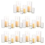 Glasseam Hurricane Glass Candle Holders for Table Centerpiece, Cylinder Glass Pillar Candle Holder Set of 30, Clear Cylinder Vase Bulk, Hurricane Vases for Centerpieces Wedding Party Christmas Decor