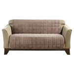 SureFit Quilted Velvet Furniture Friend Armless Loveseat Slipcover, SABLE