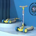 StarAndDaisy Glider Toddler Scooter for Kids Ages 3-12 Years Old Boy Girl with 3 Wheel LED Lights, 6 Adjustable Height and Lean-to-Steer (Blue&Grey)