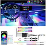 Interior Car LED Strip Light with APP Control,RGB 6 in 1 Neon Ambient Lighting Kits,Under Dash Footwell Automotive Strip Light,Car Ambient Lighting with Music Sync Dynamic Dreamcolor Chasing
