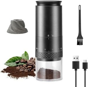 IODOO Portable Electric Burr Coffee Grinder with 38 Adjustable Settings, Conical Burr Coffee Grinder with LED Display, USB Charging, Ceramic Core, for Home, Space Black