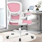 Razzor Office Chair, Ergonomic Desk Chair with Lumbar Support and Adjustable Armrests, Breathable Mesh Mid Back Computer Chair, Rolling Swivel Task Chair for Home Office (Pink)