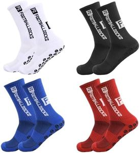4 Pares Calcetines Futbol Antideslizantes con Agarres, 39-46 Calcetines Deportivos Transpirables Elásticos de Compresión para Correr Al Aire Libre Calcetines Deporte Fútbol Hombrede Cojín