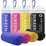 Sukeen Cooling Towels(40"x12") Microfiber Cool Towel,Soft Breathable Chilly Towel for Yoga, Golf, Gym, Camping, Running, Workout & More Activities (Dark Blue/Pink/Yellow/Black)