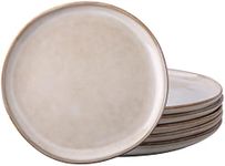 AmorArc Ceramic Dinner Plates Set of 6, 10.5 Inch Handmade Reactive Glaze Stoneware Plates, Rustic Shape Dinnerware Dish Set for Kitchen, Microwave & Dishwasher Safe, Scratch Resistant-Cappuccino