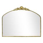 G-LEAF Arched Mirror, Vintage Baroque Mirror 40"X31",Victorian Antique Mirror, Farmhouse Mirror with Gold Ornate Metal Frame for Fireplace Entryway Living Room Hallway Bathroom