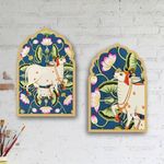 Nupur Studios® “Pichwai Art Jharokha” Wooden Laminated Photo Frame/Set Of 2/Indian Traditional Wall Art/Wall Hanging/Home Decor/Gift Item/Home Decor/Ethnic Decor/Diwali Festive Items