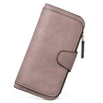 CLUCI Wallet for Women Leather Two-Toned Designer Bifold Long Ladies Credit Card Holder Organizer Ladies Clutch Purple