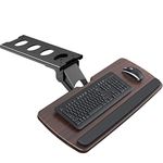 HUANUO Keyboard Tray Under Desk，360 Adjustable Ergonomic Sliding Keyboard & Mouse Tray, 25" W x 9.8" D, Brown