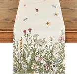 Artoid Mode Antique Herbs and Wild Flowers Summer Table Runner, Spring Fall Kitchen Dining Table Decoration for Home Party 33 x 183 cm