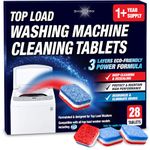 Washing Machine Cleaner Tablets 28 Pack for HE Top Load - Eco Friendly Washer Machine Cleaning Tablets - 3 Layers Septic Safe Wash Machine Full Deodorizer Descaler Protector - 1 Plus Year Supply