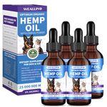 WEALLIN Hemp Oil for Dogs and Cats - Omega-3, 6, 9 Rich Organic Extract - Eases Pet Anxiety, Pain, Skin & Coat Health - Stress Relief, Hip & Joint Support - Calming Treats (4 Pack)