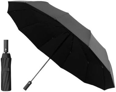 Auto Open Umbrella, UV Protection With Black Coating,Windproof, Water Repellent Fabric Folding Travel Umbrella (Black)