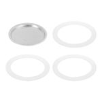 MECCANIXITY Stovetop Espresso Maker Replacement Aluminium Coffee Pot Parts with 1pcs Filter and 3pcs Silicone Gasket Seals 56x48x4mm for 3-Cup Mocha Coffee Maker Pot(Silver)