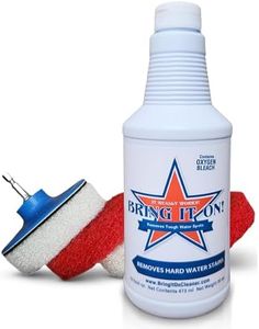 Bring It On Cleaner Hard Water Stain Remover for Glass, Soap Scum remover for Shower glass, Fiberglass, Windows, Tile and Grout Cleaner, Water Spot Remover for Glass Includes Scrubbing Drill Pads