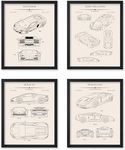 Poster Master 4-Piece Luxury Cars Blueprint Poster - Vehicle Patent Print - Car Art - Sports Car Art - Automobile Art - Car Enthusiast Art - Great Garage or Man Cave Decor - 8x10 UNFRAMED Wall Art