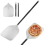 WeeGoo 12 Inch Pizza Peel Long Handle, Perforated Pizza Peel with Detachable 31 Inch Long Handle, Hard Anodized Aluminum Long Pizza Peel for Oven