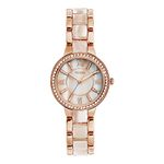 Fossil Women's Virginia Stainless Steel Crystal-Accented Dress Quartz Watch ES3716, Rose Gold Tone with Horn Acetate, 30 mm