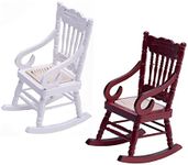 SUCCUNA Dollhouse Miniature Chairs 1 12 Scale Dollhouse Furniture White Red Mini Wooden Rocketing Dining Chairs for Doll House Living Room Decorations