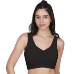 DChica Padded Sports Bra for Women's, High Impact Broad Strap Sports Bra, Removable Pads, Non Wired T-Shirt Bra, Full Coverage, Elasticated Underband, Daily Use Running Bra (Black Bra, Pack of 1)