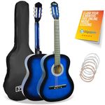 3rd Avenue 3/4 Size Kids Classical Guitar Spanish Nylon String Beginner Pack Bundle - 6 Months FREE Lessons, Bag, Strings – Blue