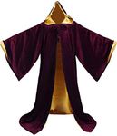 LuckyMjmy Velvet Wizard Robe with Satin Lined Hood and Sleeves, Wine Red-gold, Small-X-Large