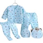 Gilli Shopee Newborn Baby Winter Wear Dress Suit Set 5 Pcs Pack 1-Pyjama 1-Legging 1-Vest 1-Bib 1-Cap 0-3 Months