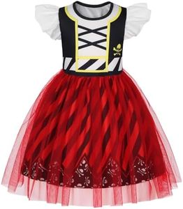 HenzWorld Pirate Dress for Girls Pirate Costume Kids Halloween Carnival Christmas Cosplay Outfits Buccaneer Dress Up Birthday Party Dresses Size 7-8 Years Kids Halloween Carnival Christmas Costume