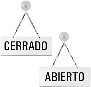 Cartel Doble para Colgar | con Ventosa | Melamina Blanco | Abierto - Cerrado | 175x65 mm | auténtico | No.31209-WS