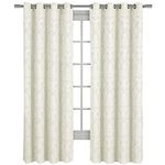 Royal Tradition Blair, 108-Inch-by-108-Inch, Set of 2, Jacquard Grommet Top Window Curtains, Ivory