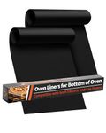 2 Pack Oven Liners for Bottom of Oven, 17x25 Large Heavy Duty Non-Stick Reusable Oven Mat for Electric, Gas, Toaster & Convection Ovens - BPA & PFOA Free, Dishwasher Safe, Kitchen Essentials, Black