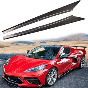 Etesan Side Skirt Fit for Corvette C8 Z51 Stingray 2020-2025 Carbon Fiber Painted Rocker Panel Extension Nerf Bar Protection ABS Decoration