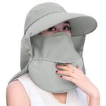 GUSTAVE® Hats for Women Wide Brim Sun Hats with Detachable Neck Face Flaps Fashion UV Sun Protection Caps for Women, Summer Hat for Hiking, Beach, Boating, Fishing - Grey