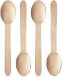 Chef Royale 50 Disposable Wooden Spoon - Eco Friendly Spoons Set - Biodegradable and Compostable Bamboo Wooden Cutlery Set for Christmas Parties Picnics,Weddings,Office (50 Wooden Spoons)