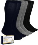 Pembrook Light Compression Socks for Men - 6 Pairs | 8-15 mmHg Compression Socks for Airplane Travel | Circulaton Support Socks for Men | Light Compression Socks Men