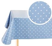 Home Direct Rectangular Oilcloth PVC Wipe Clean Tablecloth Table Cover 140cm x 180cm 55x70 Polka Dot Blue Grey