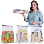 Shalimar Zip 'N' Slider (Press Fit) Bags | Large (30.5 cm X 35 cm) | Pack of 15 Bags |Ziplock/Vegetable/Fruit/Fridge/Multi-Purpose Storage Bag | Reusable & Reclosable with Double Lock| Color-Natural