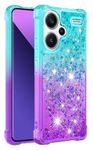 Compatible with RedmiNote 13 Pro Plus 5G Case Clear, Gradient Liquid Champagne Quicksand Glitter Bling Floating Soft TPU Clear Bumper Hybrid Shockproof Protective Phone Cover Blue Purple Love Heart