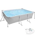 tectake swimming pool | Home & garden rectangular paddling pool with pump & filter 4,300L - Can be assembled and disassembled - ready for summer fun - pump & filter included | 402894