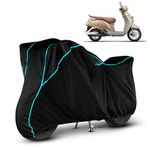 VOICO Water Resistant Bike Cover Dustproof UV Protection Bike Body Cover for Suzuki Access 125 All-Weather Protection with Aqua Blue Piping - (Black)