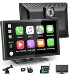 CARABC 9" Wireless Apple CarPlay & Android Auto Screen, 4K Dash Cam 1080p Reverse, CarPlay GPS Navigation AirPlay Voice Control/AUX/FM